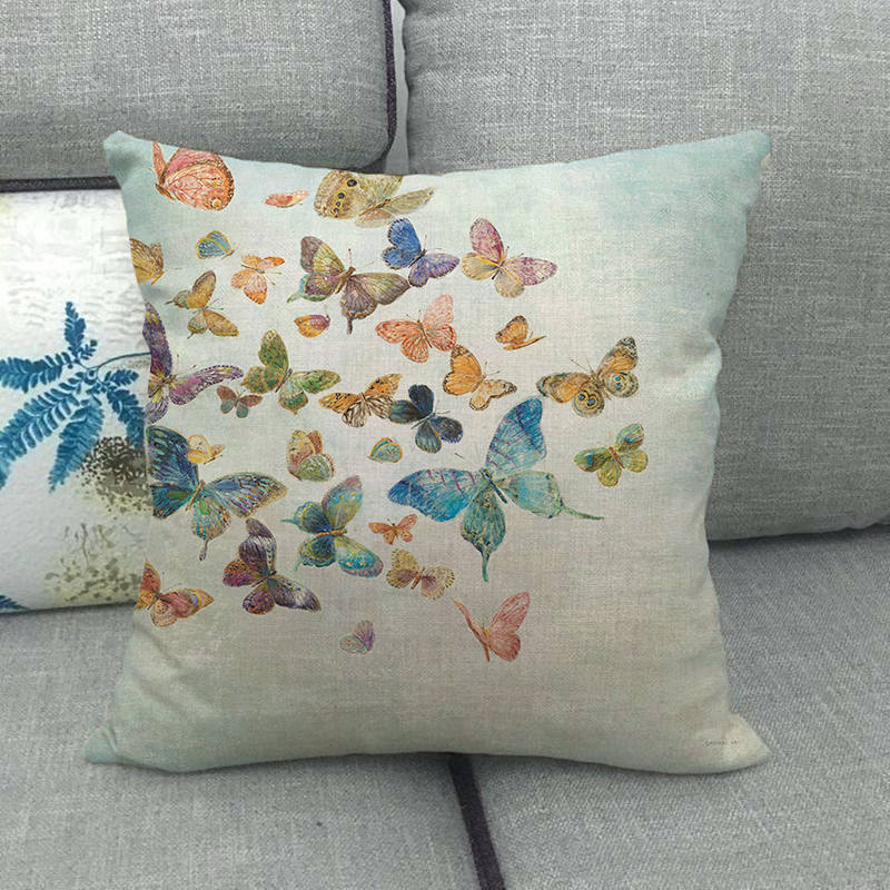 Colorful Butterfly Cartoon Insect Animal Digital Printing Short Plush Pillow Covers For Car Sofa Office Cushion Cover Home Goods