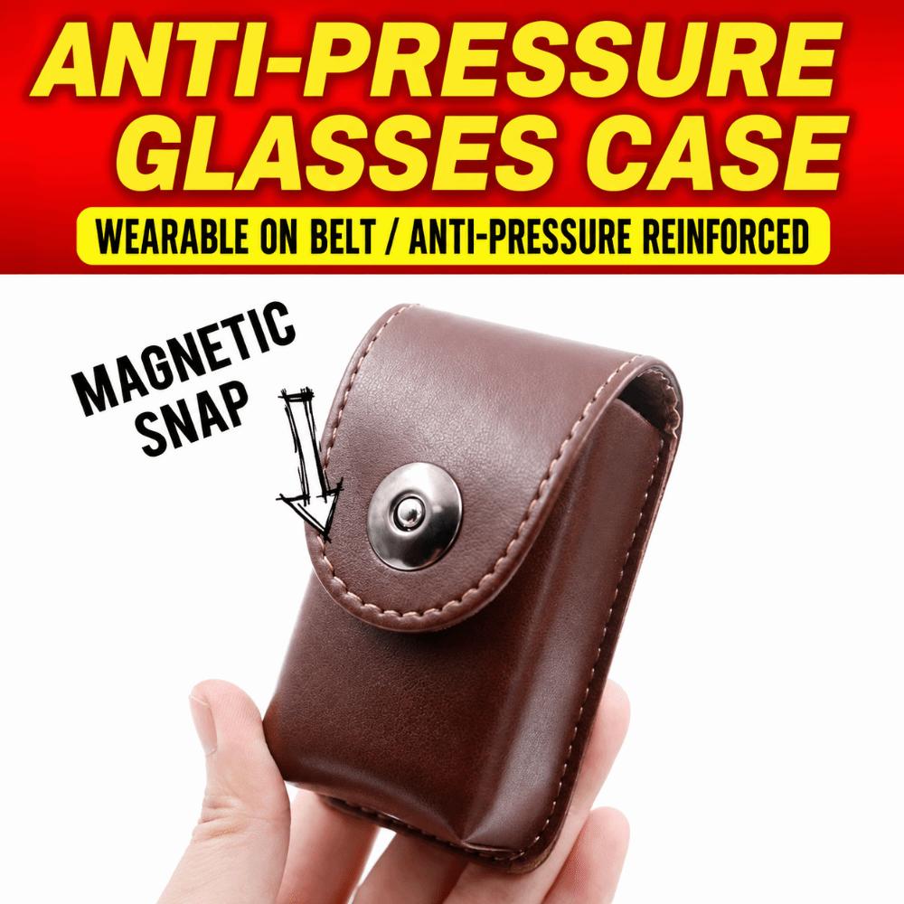 Anti Squeeze Leather Glass Pouch Belt Loop Fold Spectacle Box Eyeglass Case Field Work