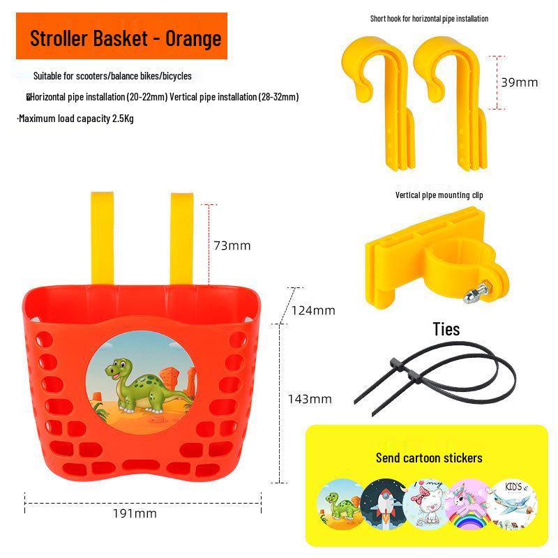 

Kids Thickened Plastic Front Basket for Strollers, Tricycles, and Bicycles помаранчевий