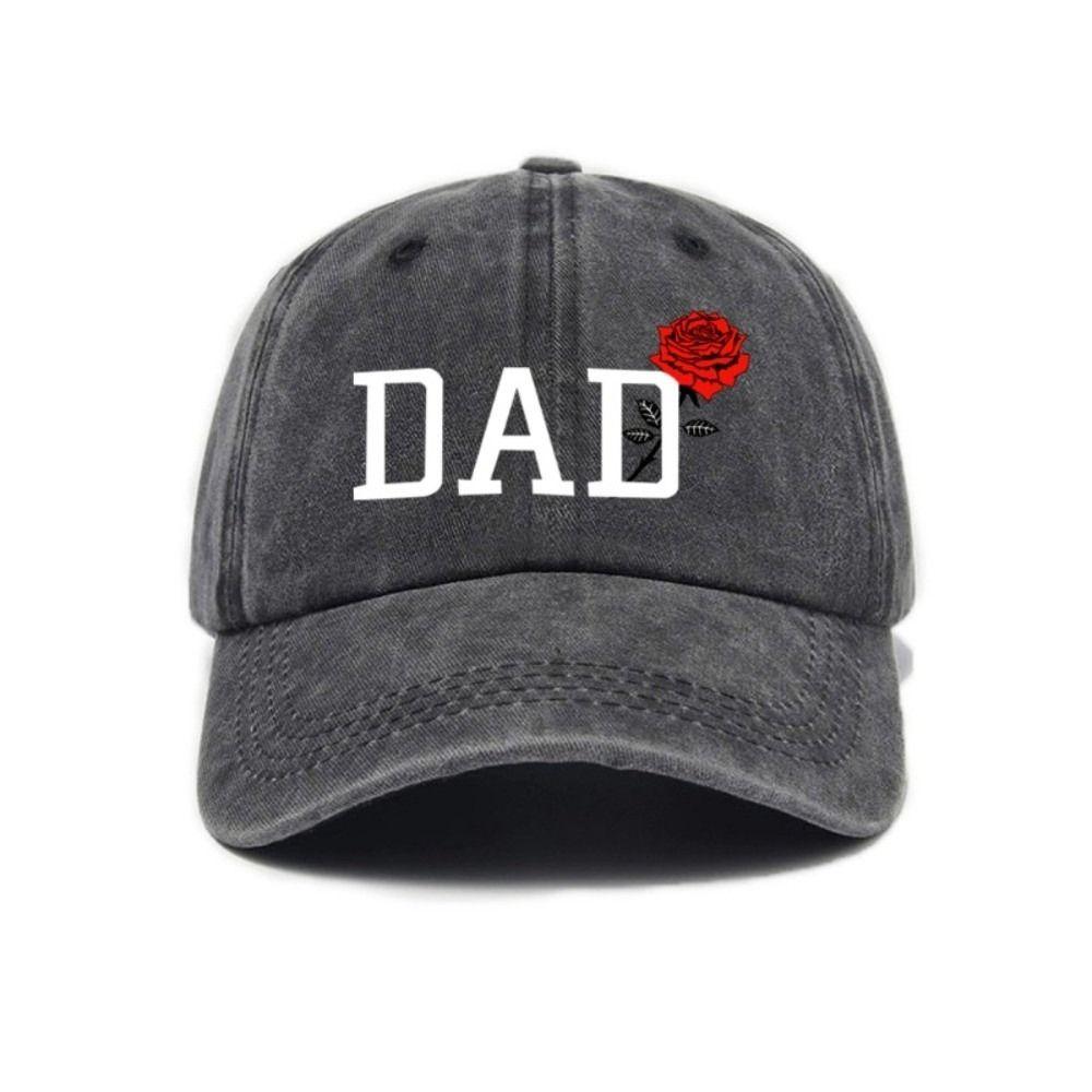 2pcs/set Classic Mom Dad Rose Printed Cap Washed Cotton Couple Cap Baseball Hats For Man Women