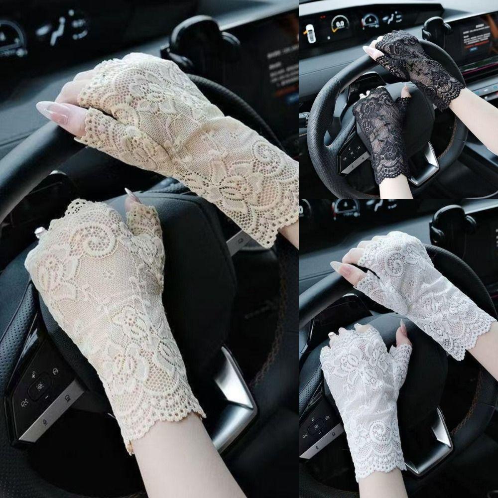 Summer Thin Style Half-finger Gloves UV Protection Sun Protection Gloves Driving Riding