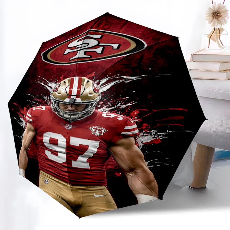 Printed San Francisco 49ers LOGO Folding Umbrella,Outdoor,Leisure,And Travel Umbrella,Durable Umbrella Fabric,Birthday And Holiday Gift