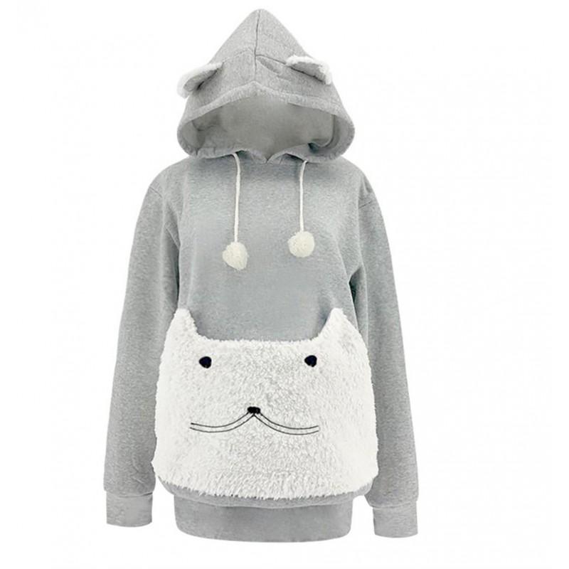 Damen Übergroßes Kapuzensweatshirt Mit Stickerei Große Vordertaschen Streetwear Lässiges Langarm-Oberteil