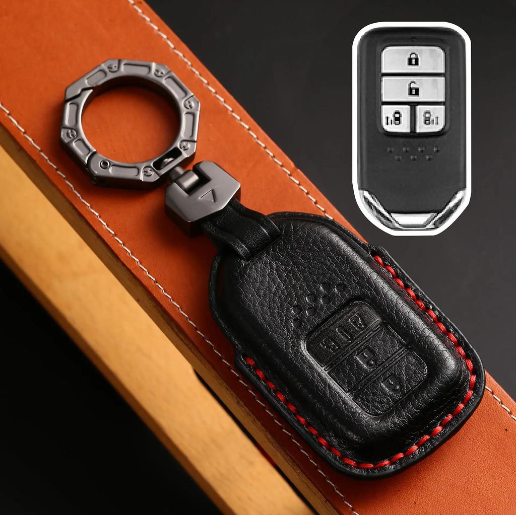 Leather Car Key Case Cover Shell For Honda Civic Accord Vezel Fit Crv Hrv Crz Hrv Polit Jazz Jade Stepwgn Elysion Pilot Odyssey