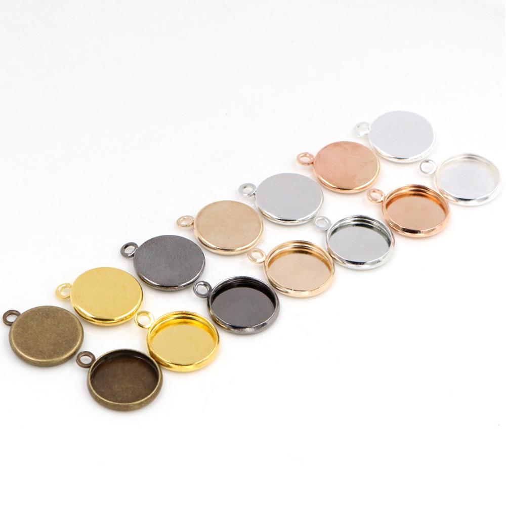 8/10/12/14/16/18/20/25mm Inner Size Bronze Silver Plated Rhodium 7 Colors High Quality Iron Material Cameo Setting Pendant Tray