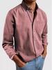 2024 European & American Men's Retro Solid Color Lapel Long Sleeve Shirt