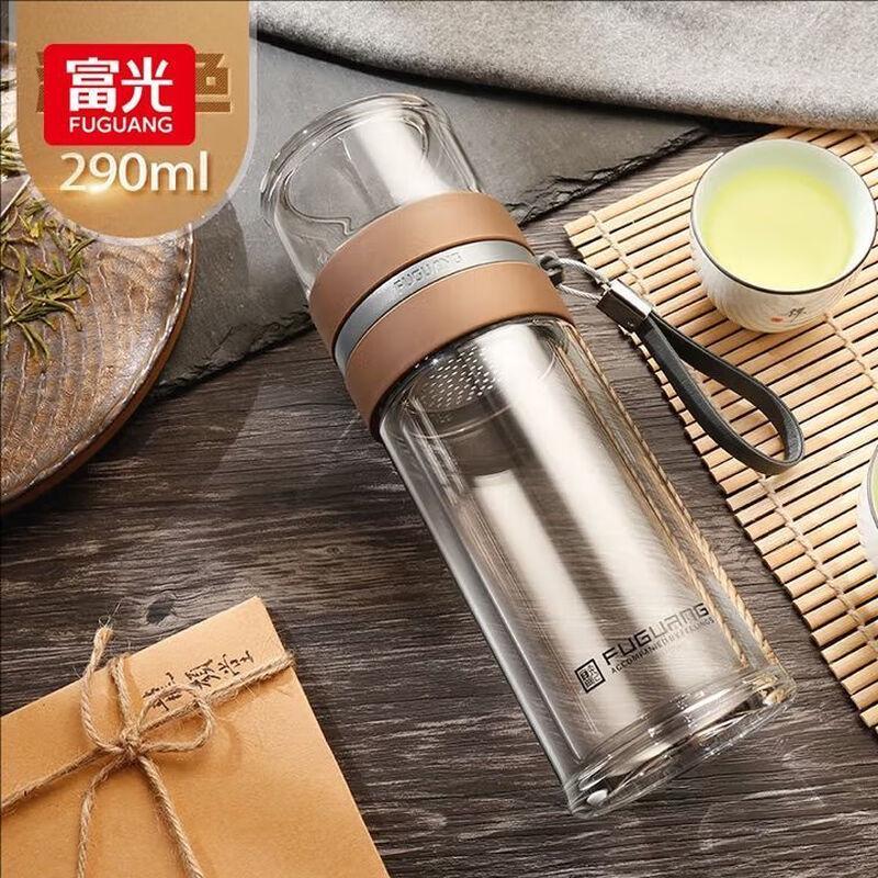 Fuguang Double-Wall Borosilicate Glass Water Bottle with Filter 290ml