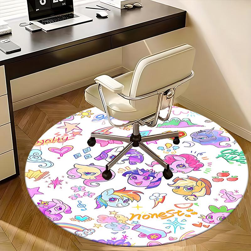 Colorful My Little Pony Chair Mat - Round Carpet for Home Decor, Office Use, Gift Idea, Suitable for Bedroom