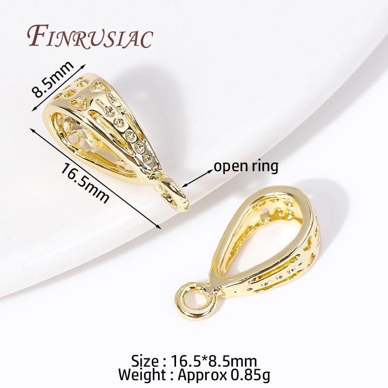 18K Gold Plated Brass Droplet Pendant Bail Connector For Necklaces Bracelets Jewelry Making Supplies, DIY Pearl Pendants