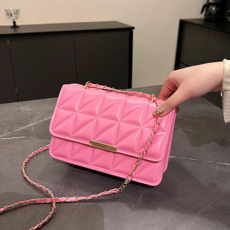 

Однотонная ромбовидная сумка с отстрочкой, текстурная сумка, новая маленькая сумка 2025 года, женская сумка-мессенджер, плиссированная портативная маленькая квадратная сумка розовый