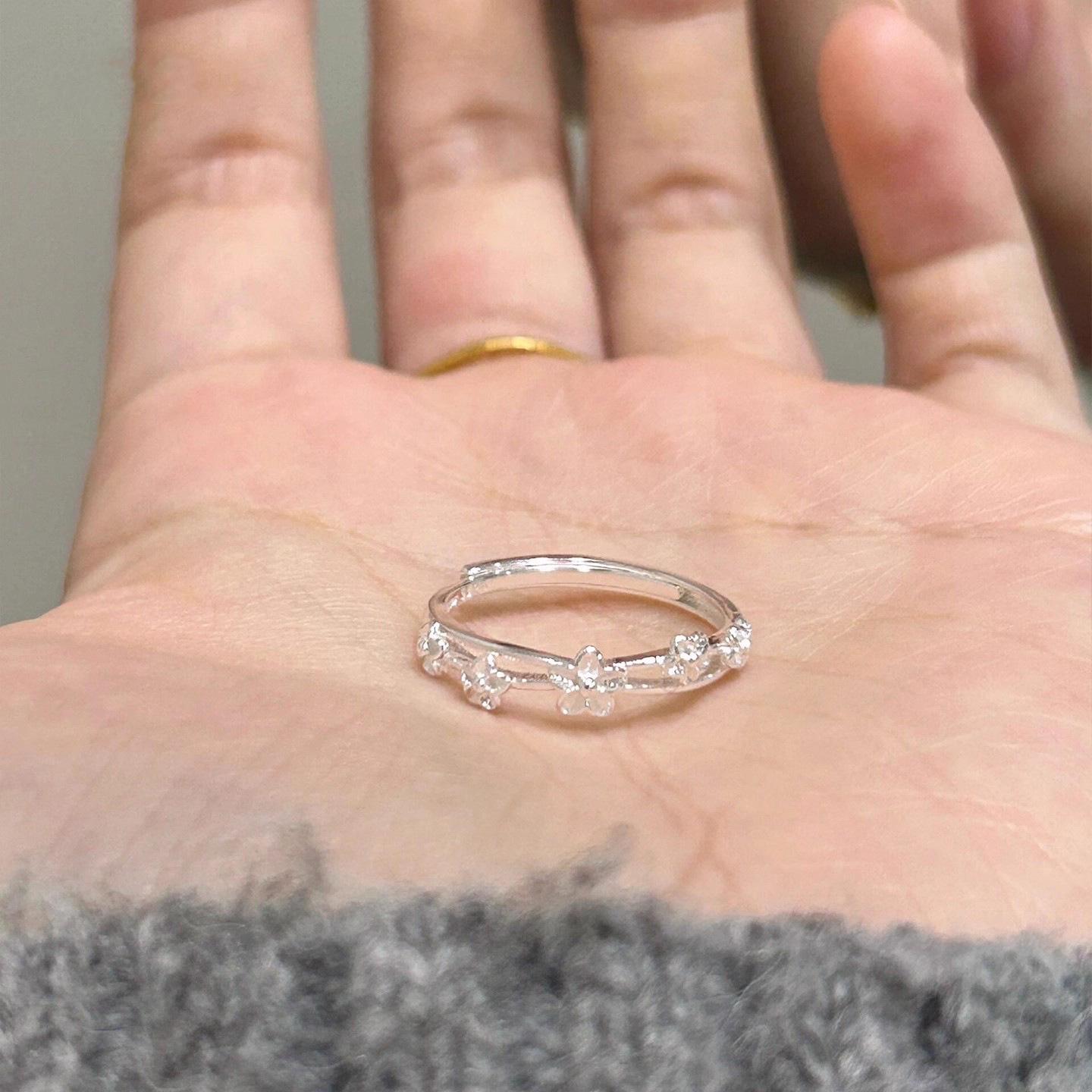 Korean Design Double Layered Vine Flower Adjustable Ring - Stylish, Exquisite Women s Jewelry