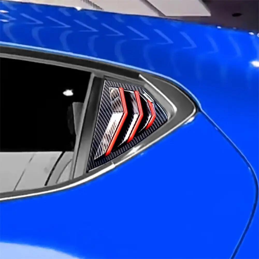 For Mazda 3 Axela Hatchback 2019-2025 Car Rear Louver Window Side Shutter Cover Trim Sticker Vent Scoop ABS Carbon Fiber Black