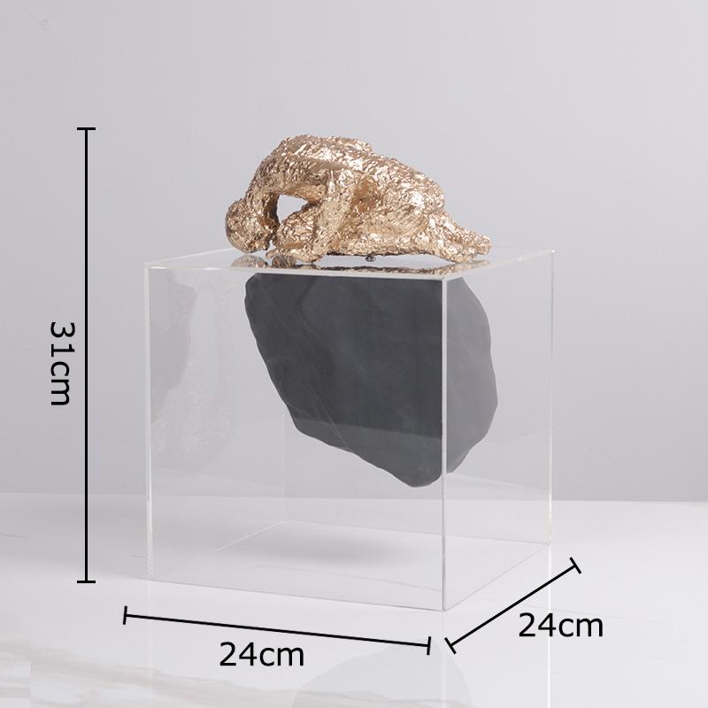 Minimalist Abstract Character Resin Statue Acrylic Display Box Desk Decoration Creative Figures Sculpture Room Aesthetic Decor