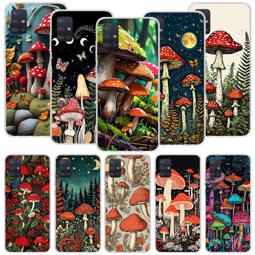 Colorful Mushroom Phone Case for Samsung Galaxy A52 A51 A50S A12 A22 A32 A72 A10S A30S A31 A71 Note 20 Ultra 10 Plus S10 Galaxy