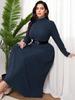 Middle Eastern Style Plus Size Long Sleeve High Neck Slim Fit Elegant Home Dress