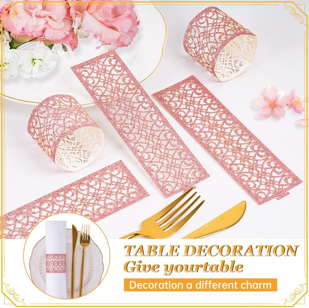 100/50Pcs Napkin Rings Sparkling Paper Napkin Holder Disposable Napkin Bands Napkin Holder For Wedding Party Dinner Table Decor