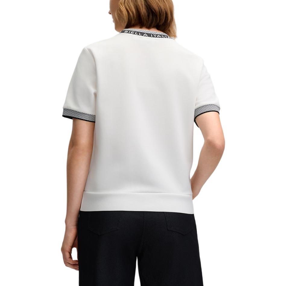 Fila Emerald Lifestyle Color Block Letter Print Round Neck Casual Sports Comfortable Knit Short Sleeve T-Shirt Women Tops White F11W514101F-WT