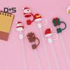 2Pcs Christmas Silicone Straw Cap 10mm Reusable Dust-Proof Straw Topper for Cup Party Decor Santa Claus Snowman Elk Christmas Tree Bells Straw Tips