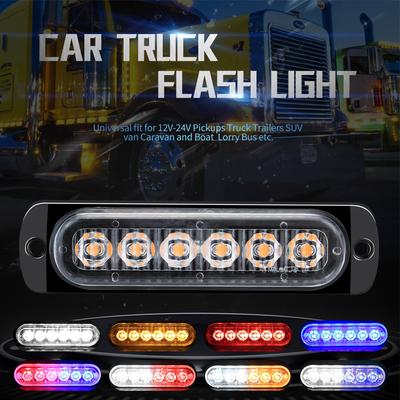 6LED Car Strobe Warning Light Grill Flashing Breakdown Emergency Light Car Truck Trailer Beacon Lamp LED Side Light For Cars 12V