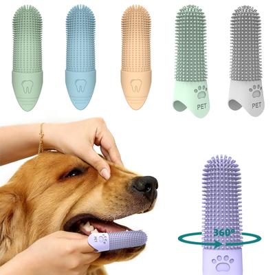 Escova de dentes macia para cães 360° Limpeza dos dentes Placa dentária Ferramentas para cuidados com a placa dentária Silicone de grau alimentício Escova de dentes para dedo de animal de estimação Acessórios para cães