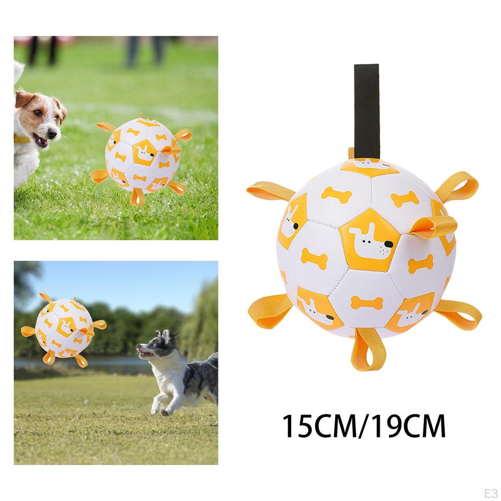 Dog Soccer Ball Pet Chew Toys Catch Tabs Cleaning Tug of War Training Interactive Football for