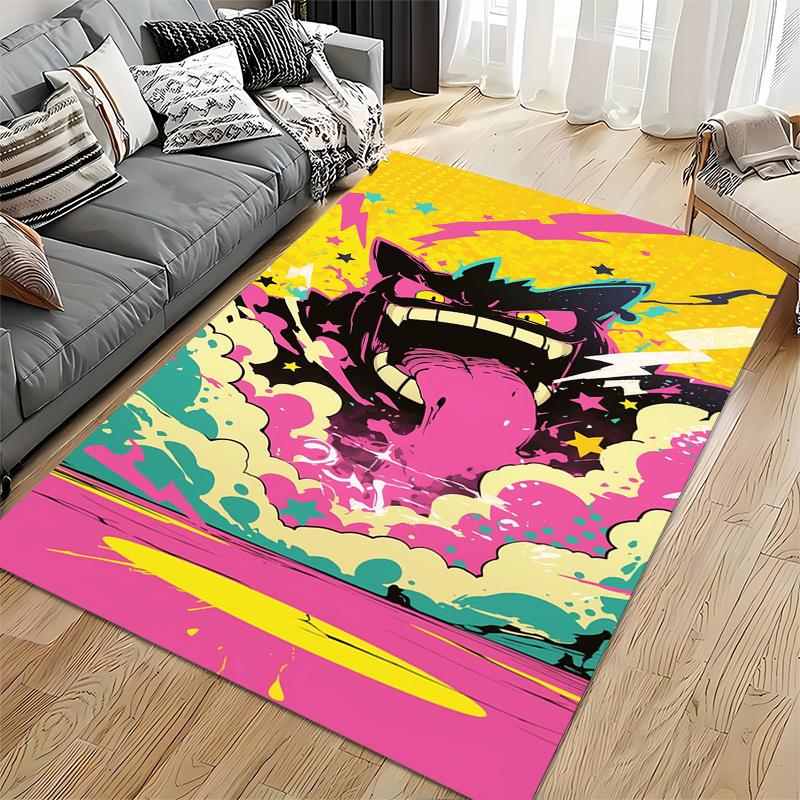 Colorful Cartoon Style Monster Rug with Bright Pop Art Design Pattern Suitable for Use As an Anti-slip for Living Room Bedroom Sofas