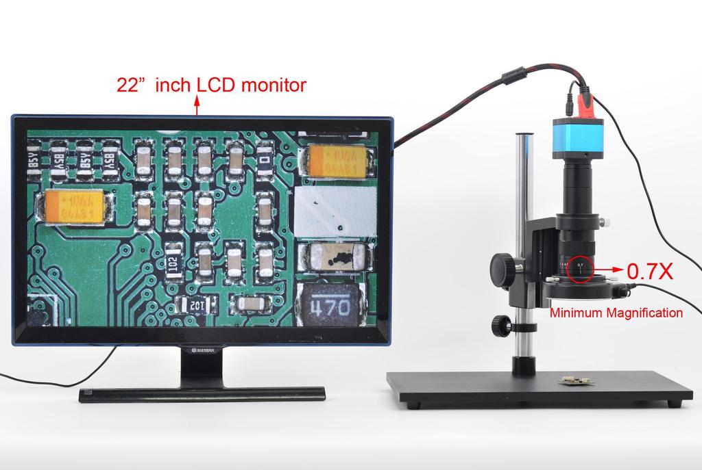 HAYEAR Adjustable 180X Magnification Zoom 25mm Lens Industry Adapter Microscope Camera Eyepiece Magnifier C-Mount 4.5X