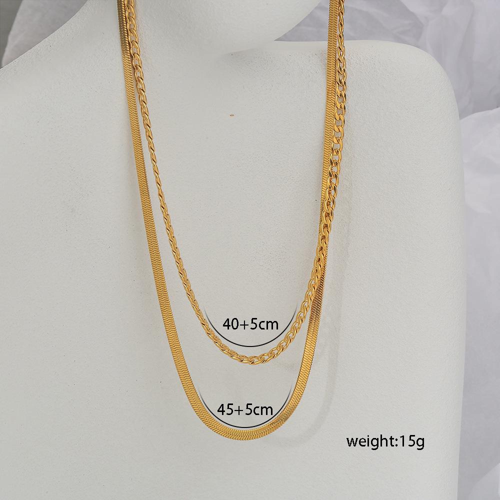 European Classic Snake Bone Necklace: Stainless Steel 18K Gold-Plated Double-Layer Chain for Women