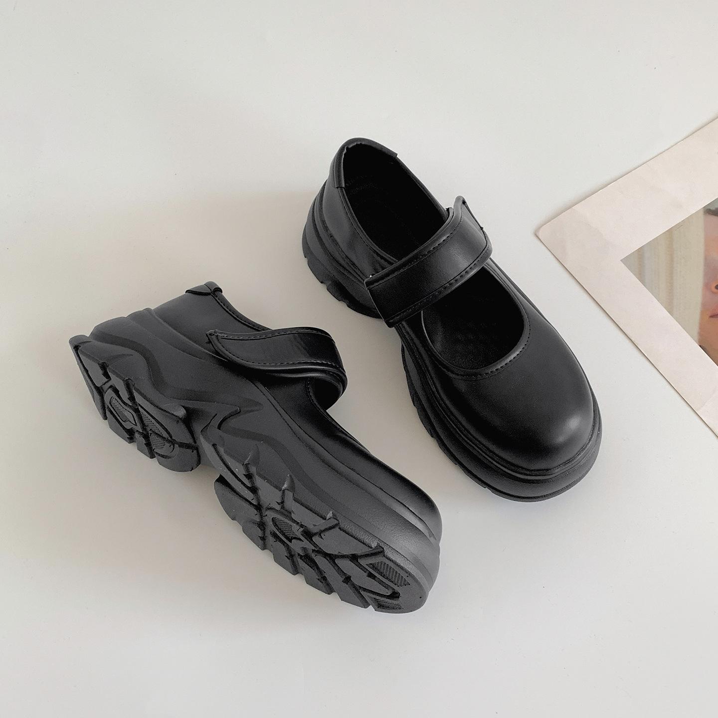 

White British versatile jk with skirt platform small leather shoes women s 2025 new summer soft-soled Mary Jane single shoes 35 чёрный