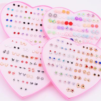 1Set Cute Exquisite Multicolor Cartoon Hypoallergenic Plastic Stud Earrings Set