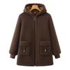 2025 Hooded Mid-Length Woolen Winter Jacket for Women with Plus Size and Thick Velvet Lining