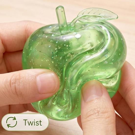 Relaxing Desk Toys for Office Maltose Glitter Apple Squeeze Stress Ball Soft TPR Slow Rising Fidget Rubber