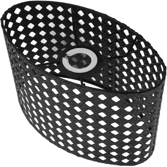 Iron Hollow Oval Lampshade, Metal Engraving, Compatible with E27 and E14 Lampholders (Black)