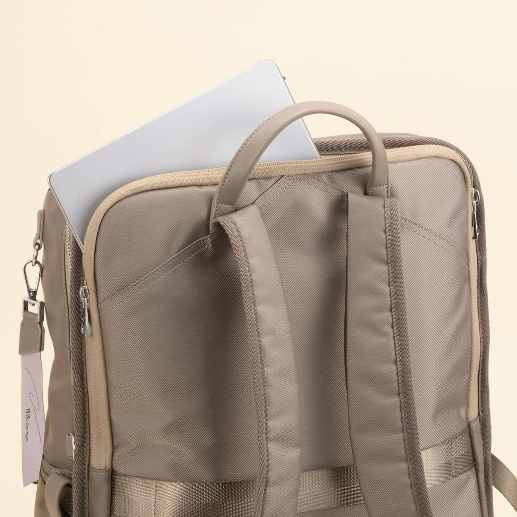[W&.DayNight] Rikka Square Backpack, Fits B4 Size, Fits 15.6-inch Laptop, No. 11713, 16L, 800g, Women's, Smoky Pink, Commuter