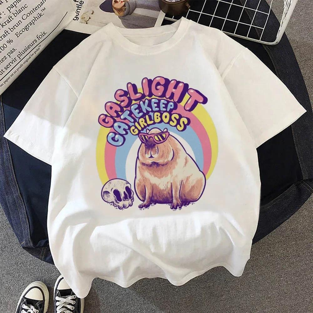 Cute Capybara Clothing T-Shirt Women Vintage T Shirt Casual Anime Top Tees T Shirt Manga Women Female Graphic Tee