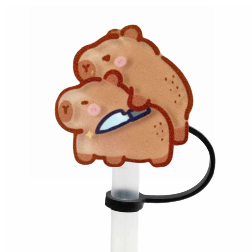 Capybara Straw Tip Covers Cute Spill Proof Stopper Set Creative Capybara Straw Covers Cap