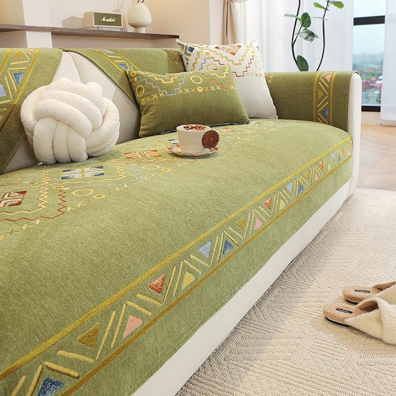 Premium Sense Medieval Sofa Cushion New Four-Season Universal Light Luxury Seat Cushion Fixed Non-Slip Cover Cover Cloth