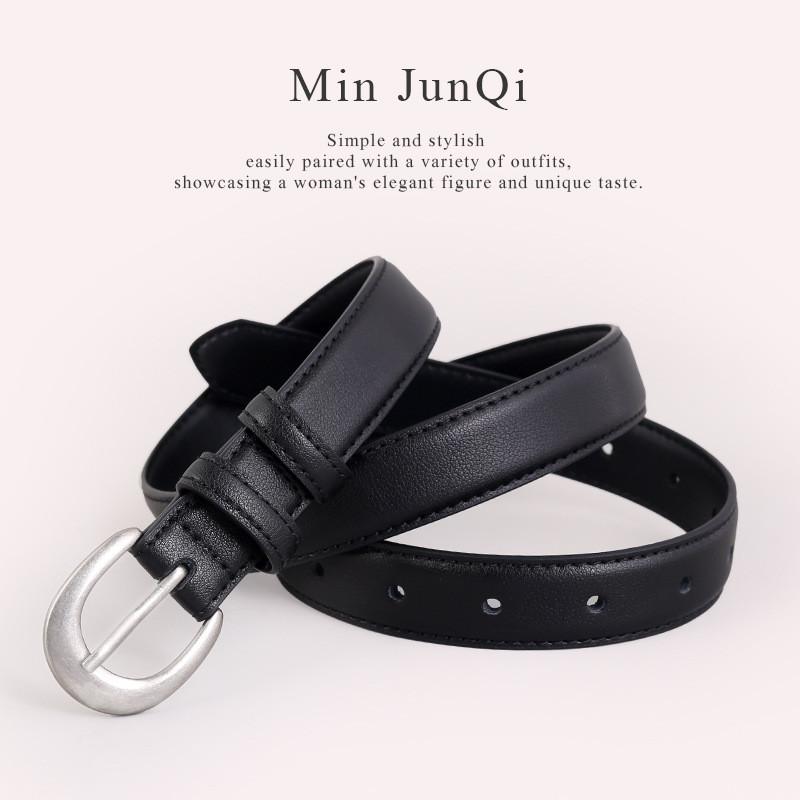 Womens Classic Leather Waist Belt With Pin Closure For Daily Wear And Jeans