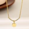 Stainless Steel V-Shape Necklace with Multiple Accessories and UV Color Printed Cross Chain