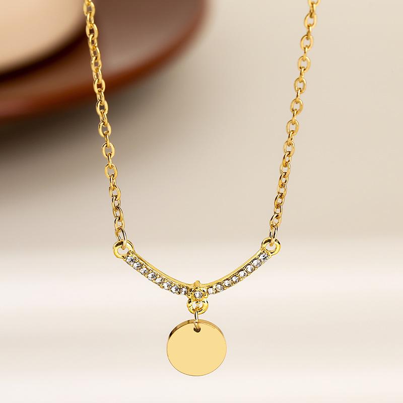 Stainless Steel V-Shape Necklace with Multiple Accessories and UV Color Printed Cross Chain
