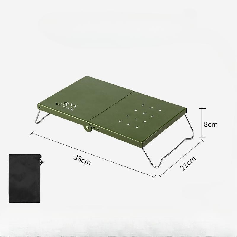 Outdoor Folding Small Table Portable Picnic Table Thickened Steel Plate Spider Stove Table Insulation Table Camping Equipment