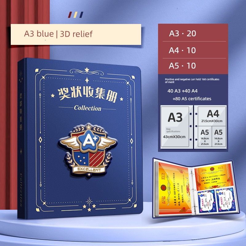 Honor for Boys and Girls A3 Album Storage Fantastic Primary School Student Folder Kids Album Collection Bag Storage Box Brochure Wall Mounted Display