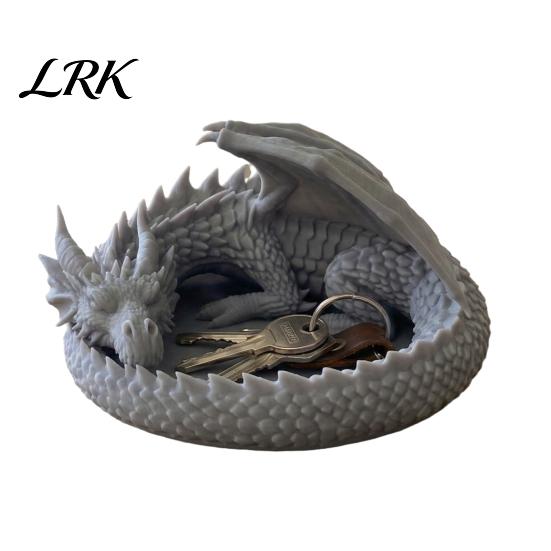 Dark Gothic Home Decor 3D Printed Fantasy Dragon Jewelry Tray, Winged Desktop Organizer, Style Key Dish Mythical Figurine Bowl for Bedside Nightstand,