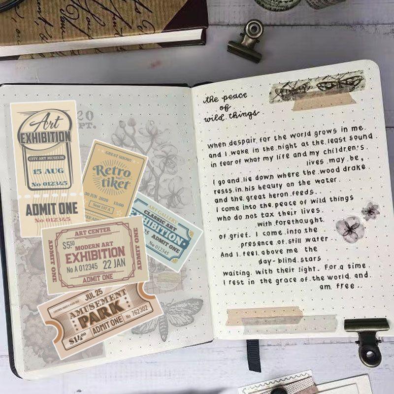 50PCS Vintage Ticket Stickers (Version 2) - High-Aesthetic Supplies for Journal Collage & DIY Background Decor AnimeWorlds Store