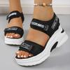 2025 New Women Sport Sandals Slope Heel Elevated Platform Shoes Girls Outdoor Leisure High Heeled Fish Mouth Sandals