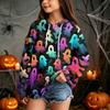 Kids Casual Hooded Sweatshirt with Halloween Print Pullover for Daily Wear
