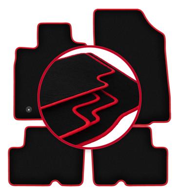 Velour Floor Mats with Red Edge For: Dacia Sandero I Hatchback, Stepway (2008-2013)