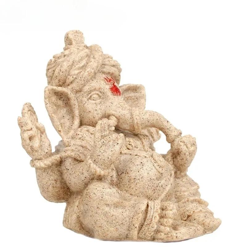 Sandstone Ganesha Statue Hand Carved Elephant God Sculpture Indian Divine Blessing Decor Yoga Meditation Altar Centerpiece