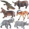 Wild Animal Model: Crocodile, Elephant, Yak, Antelope, Rhinoceros Plastic Toy Ornaments