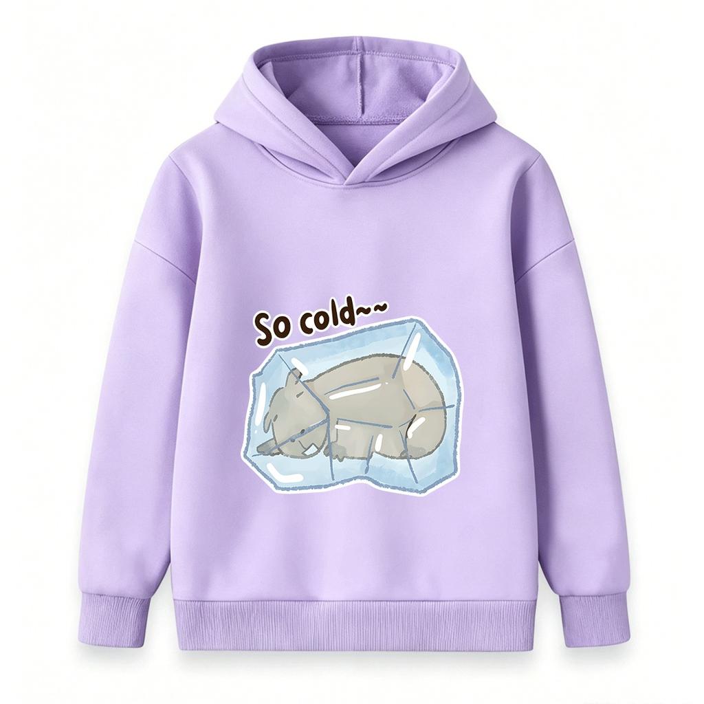 Kids Boys Girls 100% Cotton Crew Neck Short Sleeve T-Shirt, Cute Frozen Capybara Print Casual So Cold Pattern Soft Breathable Summer Tee for Daily Wea